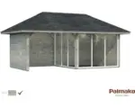 Hornbach Gartenhaus Palmako Bianca 16,6 m² Set 6 inkl. seitl. Anbau 588 x 300 cm grau tauchgrundiert