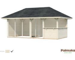 Gartenhaus Palmako Bianca 16,6 m² Set 5 inkl. seitl. Anbau 588 x 300 cm natur