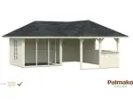 Hornbach Gartenhaus Palmako Bianca 24,9 m² Set 3 inkl. seitl. Anbau 588 x 588 cm tauchgrundiert