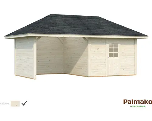 Gartenhaus Palmako Bianca 16,6 m² Set 11 inkl. seitl. Anbau 588 x 300 cm natur