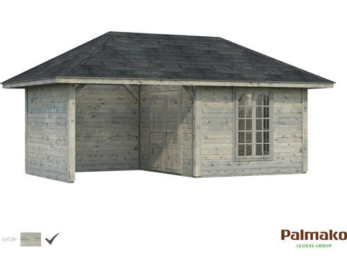 Gartenhaus Palmako Bianca 16,6 m² Set 9 inkl. seitl. Anbau 588 x 300 cm grau tauchgrundiert