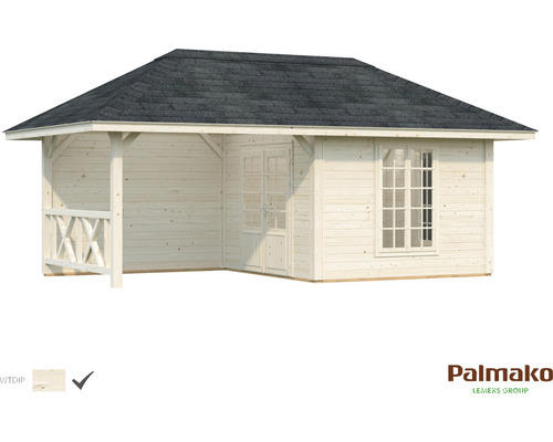 Gartenhaus Palmako Bianca 16,6 m² Set 8 inkl. seitl. Anbau 588 x 300 cm tauchgrundiert