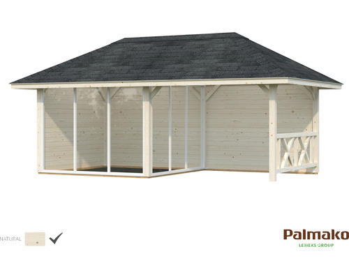 Gartenhaus Palmako Bianca 16,6 m² Set 4 inkl. seitl. Anbau 588 x 300 cm natur