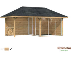 Gartenhaus Palmako Bianca 16,6 m² Set 4 inkl. seitl. Anbau 588 x 300 cm braun tauchgrundiert