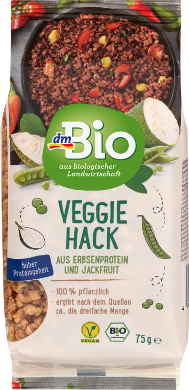 dmBio Hack aus Erbsenprotein und Jackfruit vegan