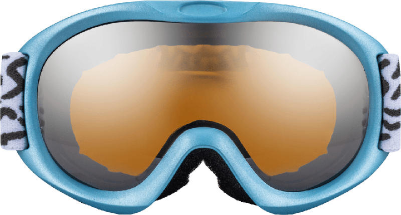 SUNDANCE Kinder Skibrille mit blauem Rahmen und gemustertem Band