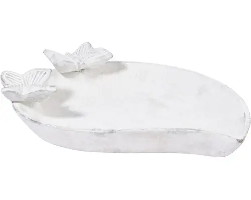 Vogeltränke Insektentränke DOBAR Foglia rund Keramik weiß ca. 37 x 28 x 4,5 cm