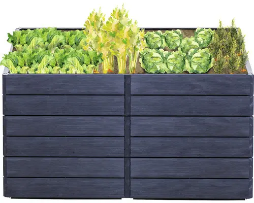 Hochbeet klassisch GARANTIA Ergo Quadro 2 L 75 inkl. Flora-Wassersparsystem 160 x 80 x 75 cm wood