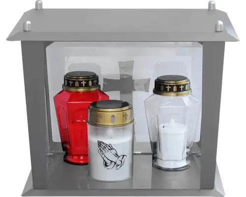 Grablaterne Kerzenhaus Lienbacher silberfärbig beschichtet