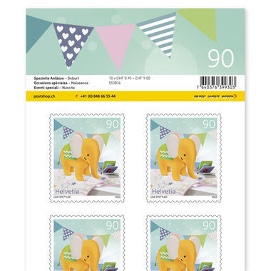 Briefmarken CHF 0.90 «Geburt», Bogen mit 10 Marken