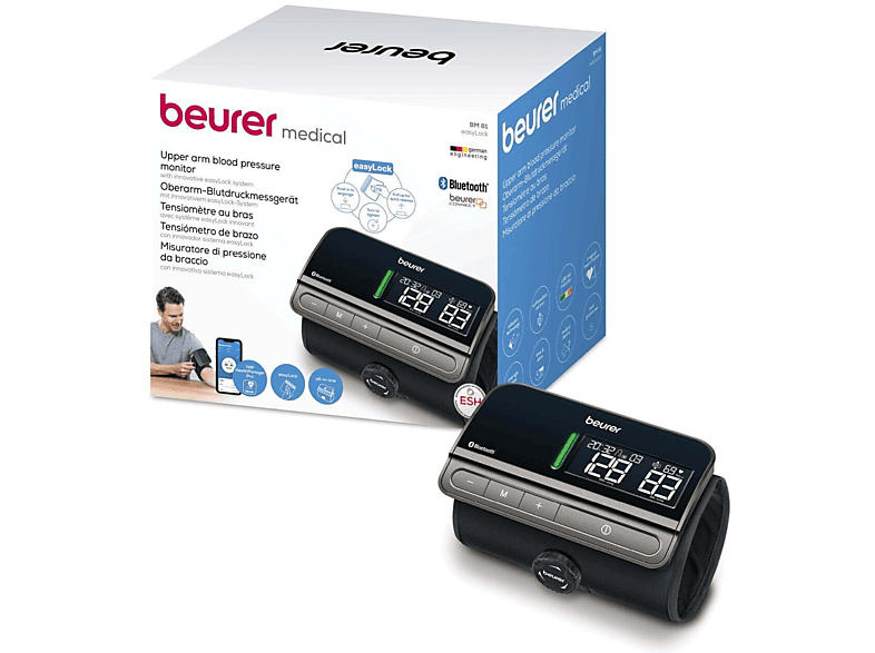 Beurer 655.11 BM 81 Blutdruckmessgerät (Batteriebetrieb, Messung am Oberarm, Manschettenumfang: easyLock-Manschette, für Oberarmumfänge von 24-40 cm)