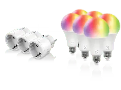 Deltaco E27 Smarte Steckdose und Lampe Weiß Wi-Fi, 9W, RGB-Leuchten