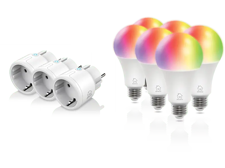 Deltaco E27 Smarte Steckdose und Lampe Weiß Wi-Fi, 9W, RGB-Leuchten
