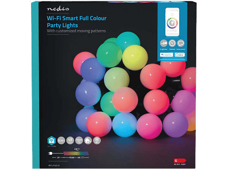Nedis SmartLife WLAN LED Lichterkette Party, 10.8m, 48 LED's, RGB; LED-Lichterkette