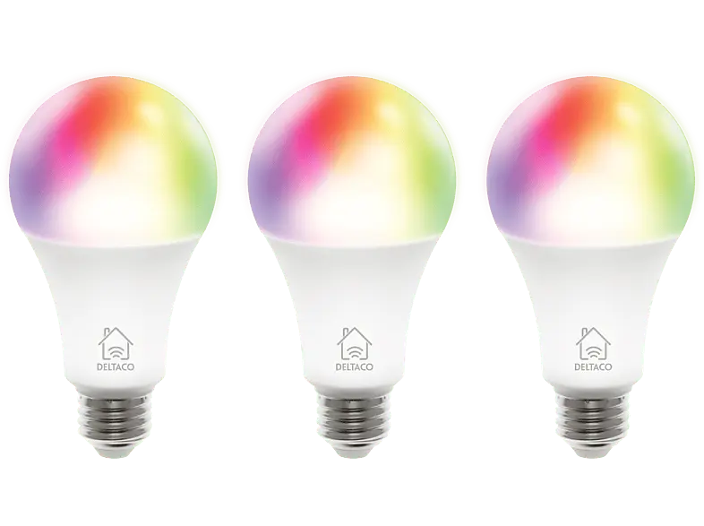 Deltaco Smarte LED-Lampe SH-LE27RGB-3P, 3 Stk., 9W, E27, dimmbar, RGB; LED Lampe