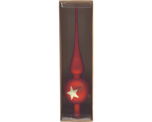 Christbaumspitze aus Glas Stern 27 cm rot