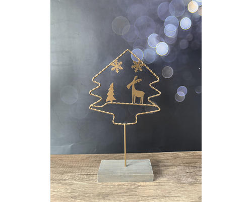 Metallweihnachtsbaum mit Holzfuß Lafiora H 31 cm