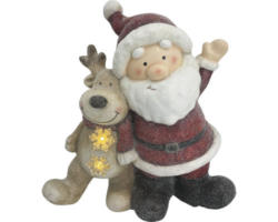 LED Weihnachtsmann und Rentier Lafiora 37,5x18x44,5cm Lichtfarbe bunt