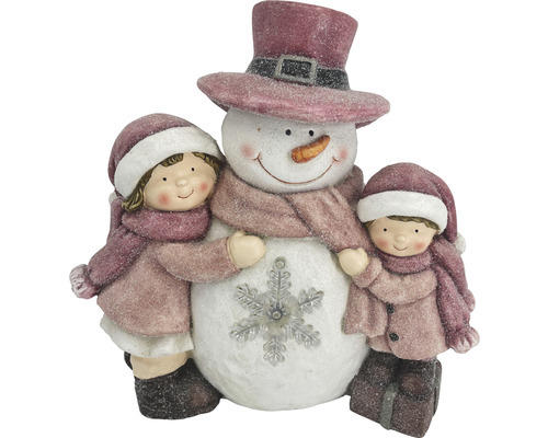 Weihnachtsdeko Lafiora LED Schneemann mit Kindern