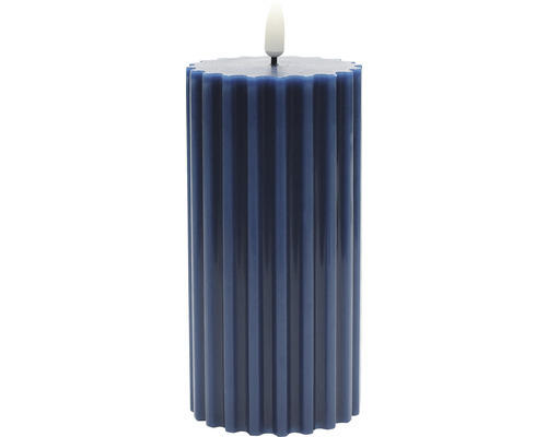 LED Kerze aus Wachs Lafiora H 17,5 cm blau inkl. 3D-Flamme