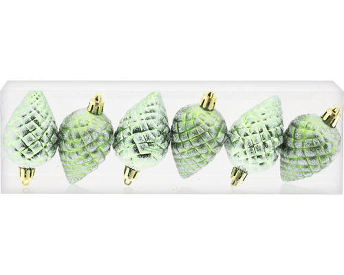 Weihnachtsdeko Zapfen Kunststoff Glitzer grün 8 cm 6 Stück