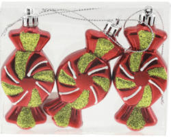 Weihnachtsdeko Bonbons Kunststoff rot /grün 8 cm 3 Stück