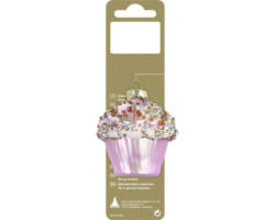 Weihnachtsdeko Hänger Glas Cupcake rosa 6x6,4 cm