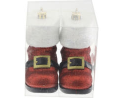 Weihnachtsdeko Stiefel Kunststoff rot/weiß 9 cm 2 Stück