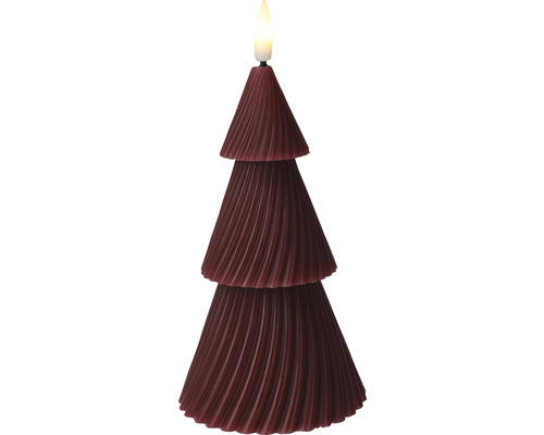 LED Kerze Baum H 11cm dunkelrot