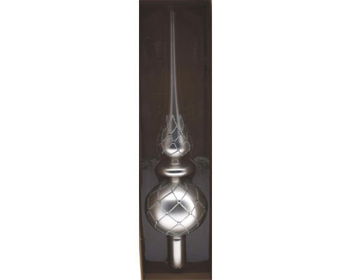 Christbaumspitze Glas Dekor silber 31 cm