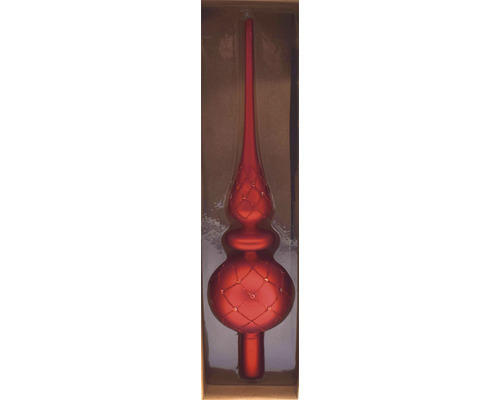 Christbaumspitze Glas Dekor rot 31 cm
