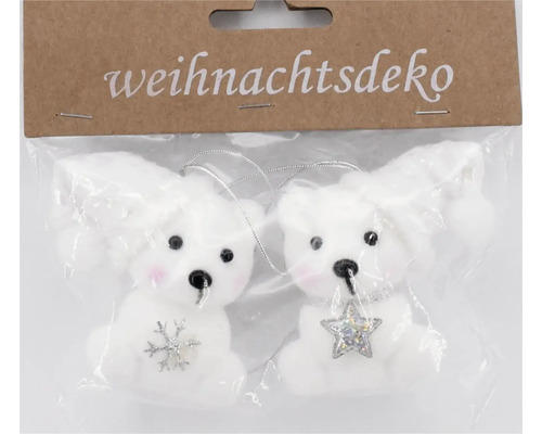 Weihnachtsdeko Hänger Eisbär weiß 2 Stück