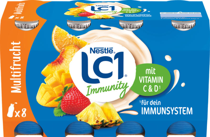 Drink au yogourt Immunity Multifruit LC1 Nestlé, 8 x 100 ml
