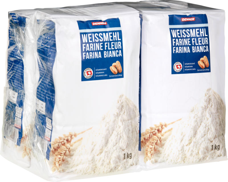 Denner Weissmehl, vitaminisiert, 4 x 1 kg