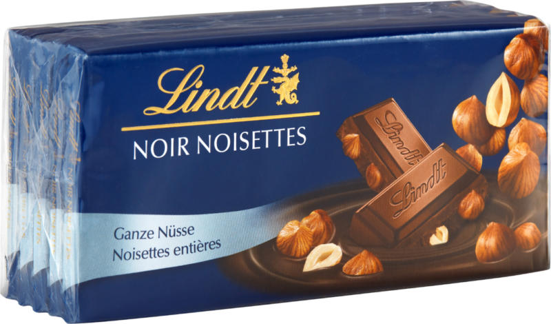 Tablette de chocolat Noir Noisettes Lindt, 5 x 100 g