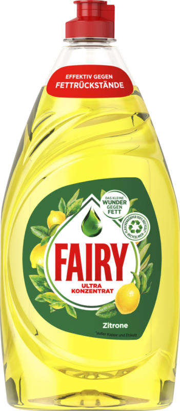 Liquide vaisselle Citron Fairy, Ultra concentré, 900 ml