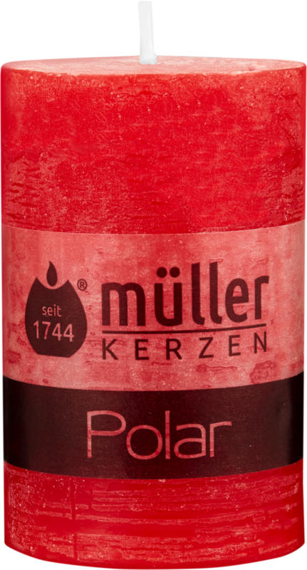 Müller Kerzen Polarkerze, rubinrot, 58 x 90 mm, 1 Stück