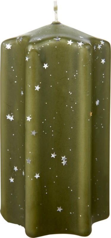 Bougie en forme d’étoile Sparkle Müller Kerzen, grün, 58 x 110 mm, 1 Stück