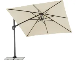 Schneider Ampelschirm Gartenschirm Rhodos Twist 300 x 300 cm quadratisch natur