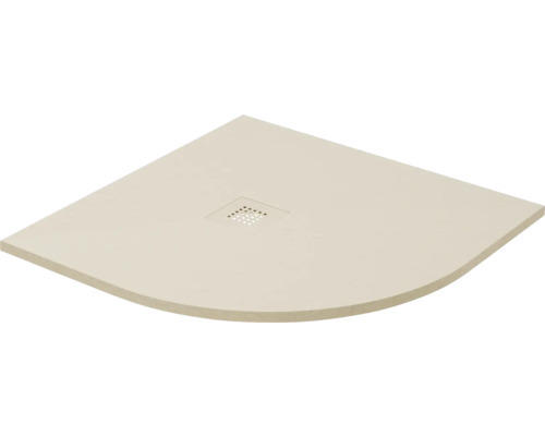 Extraflache Viertelkreis-Duschwanne Kreta 90x90x2,6 cm Kunstmarmor beige