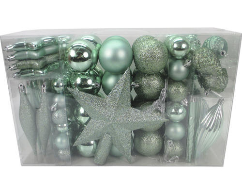 104er Weihnachtkugeln aus Kunststoff Lafiora mix grün