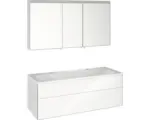 Hornbach Badmöbel-Set Keuco Royal Reflex 130x48x49 cm Mineralgusswaschbecken hochglanz glanz weiß mit LED-Beleuchtung