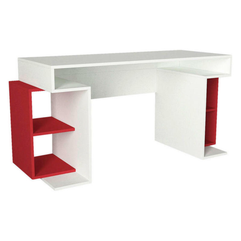 Schreibtisch weiß rot B/H/T: ca. 140x75x75 cm