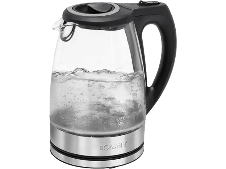 Bomann WKS 6032 G CB Glas-Wasserkocher, Edelstahl
