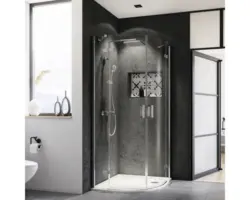 Runddusche mit Drehtür Breuer Panorama Radius 550 mm 900x800x2000 mm Echtglas Klar hell chromoptik 3393005001016