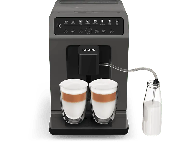Krups EA89Z Evidence Classic Kaffeevollautomat (Grau, Edelstahl Kegelmahlwerk, 15 bar, Milchschlauch)