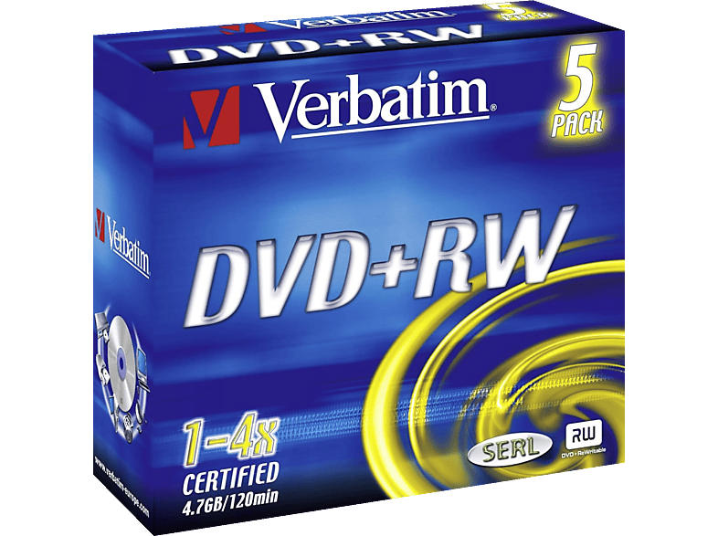 Verbatim DVD+RW 5er Pack 4x Matt Silver; DVD+RW Rohling