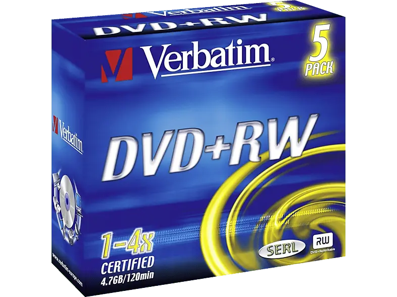 VERBatIM DVD+RW 5er Pack 4x Matt Silver; DVD+RW Rohling