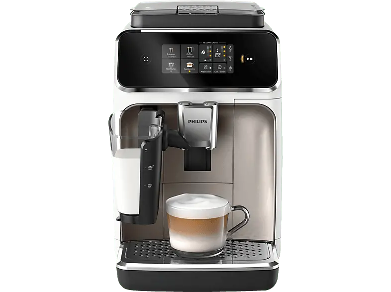 Philips EP2333/40 Serie 2300 LatteGo 4 Kaffeespezialitäten Kaffeevollautomat (Weiß/Chrom, Keramikmahlwerk, 15 bar, integrierter Milchbehälter)