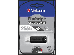 Verbatim 256GB USB-Stick PinStripe, USB-A 3.0 Gen1, Schwarz